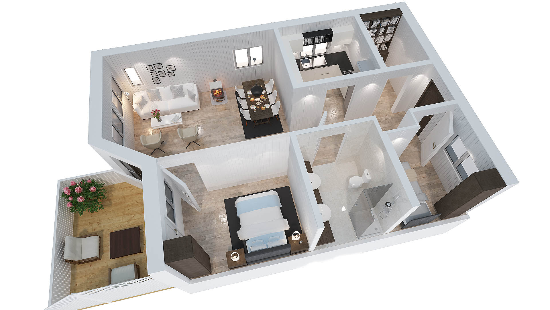 3d floor plan, interior design render