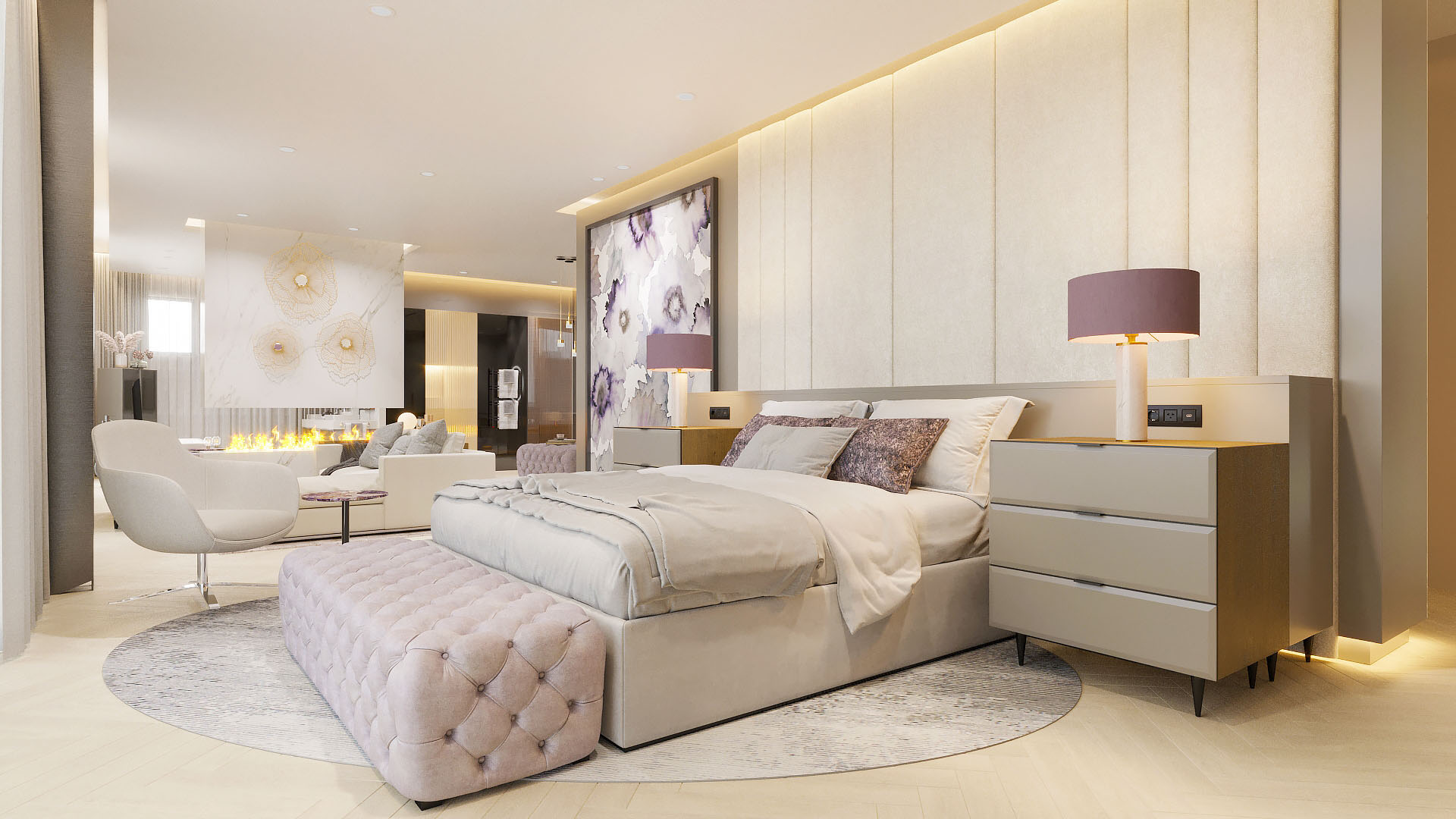 3D Rendering Service of a contemporary bedroom